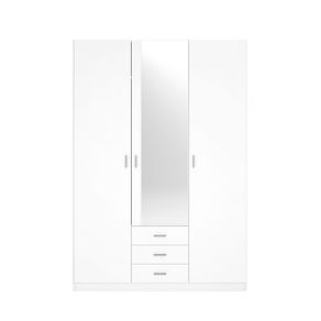 Armario Roma 3 puertas + 3 cajones con espejo blanco mate 215x148,9x51 cm