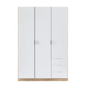 Armario LC 3 puertas + 3 cajones roble/blanco 180x121x52 cm