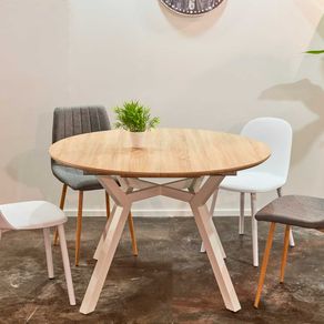 Mesa de comedor Delta extensible forma circular oak/blanco 75x120-160x120 cm