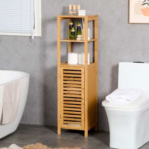 Armario auxiliar de baño Dune Kleankin 2 estantes + 1 armario bambú 120x32,9x29,9 cm