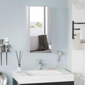 Armario de baño Oka Homcom espejo + 2 estantes acero inoxidable 55x30x14 cm