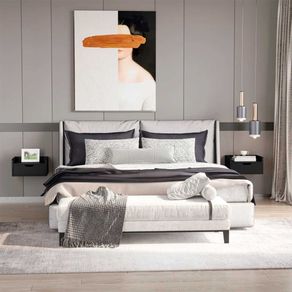 Pack de 2 mesitas de noche Mina Homcom flotantes con cajón negro 19,5x40x30 cm