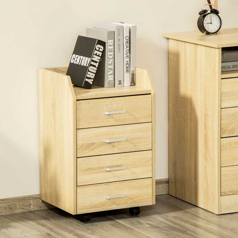Cajonera Sezze Vinsetto 4 cajones + 4 ruedas natural 65x40x36 cm