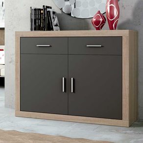 Aparador Lara 2 cajones + 2 puertas cambria/grafito 90,2x120x41,4 cm