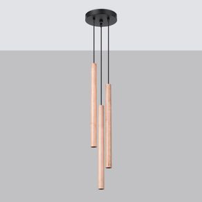 Lámpara de techo Pastelo 3P diseño minimalista 3 focos madera 115x20x20 cm