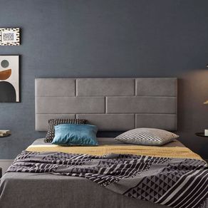 Cabecero Brick Matris tapizado diseño ladrillos tela antimanchas gris 150-152 cm