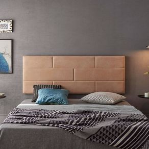 Cabecero Brick Matris tapizado diseño ladrillos tela antimanchas camel 105-112 cm