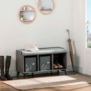 Banco zapatero Tolk Homcom 3 apartados + 2 cajas de tela gris 48x90x34 cm