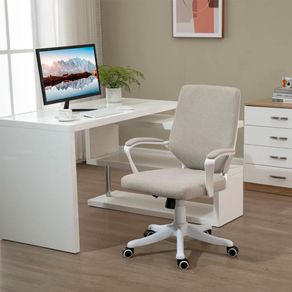 Silla de oficina Lary Vinsetto basculante con reposabrazos beige 92-100x64x52 cm