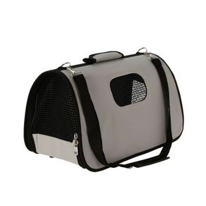 Bolsa transportín pequeñas mascotas con asa gris 25x25x43 cm