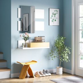 Recibidor Hiva Homcom con espejo 1 cajón blanco