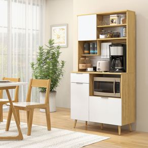 Mueble de cocina Tibeta homcom 3 puertas blanco/natural 180x93x40 cm