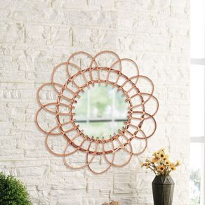 Espejo redondo mimbre trenzado natural Ø49 cm