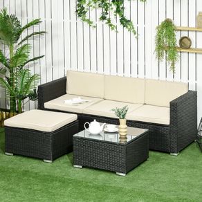 Conjunto de jardin outsunny 3 piezas ratan negro