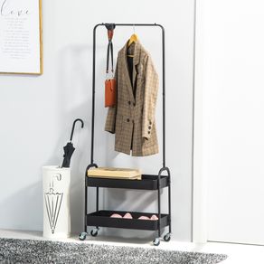 Perchero zapatero Kanto Homcom 2 cestas negro 152,5x56,5x31,5 cm