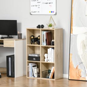 Estantería Corozal Homcom 6 módulos natural 97,5x65,5x30 cm