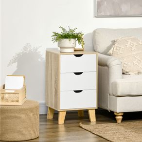 Cajonera Luquillo Homcom 3 cajones blanco/natural 68,5x40x35 cm