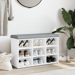 Banco zapatero Doll 9 estantes con asiento acolchado blanco 50x82x32 cm