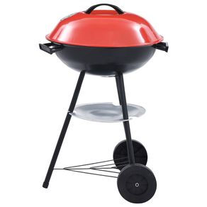 Barbacoa portátil de carbón con ruedas rojo/negro Ø44 cm