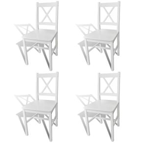 Pack de 4 sillas de comedor Wade madera de pino blanco 85,5x41,5x45,5 cm